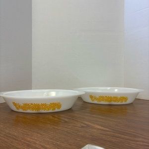 Vintage Set of Yellow Daisy Milkglass Casserole Dishes